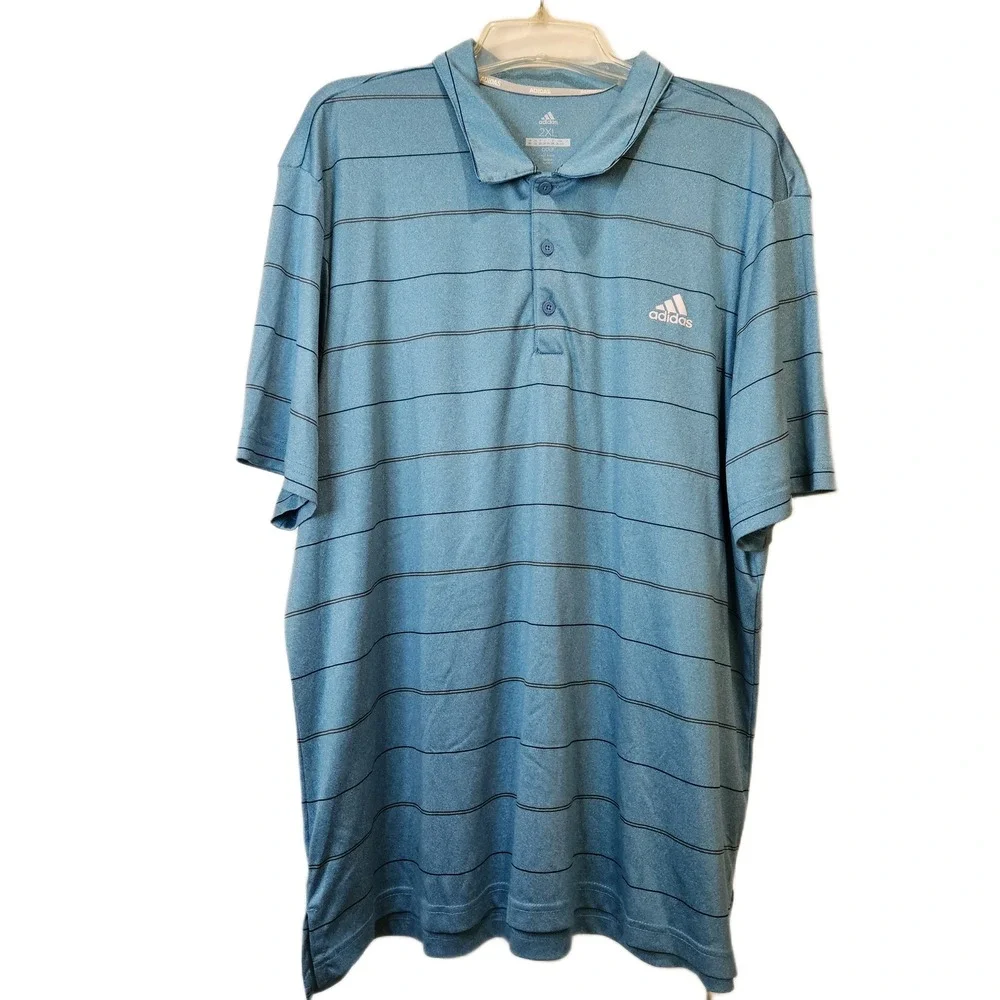 Adidas Golf Polo‎ Blue Striped Size 2XL EUC